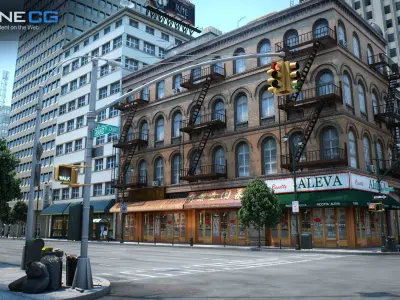 NYC - 4 Blocks - 37 Buildings V2 Low-poly 3D model