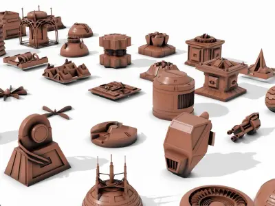 KitBash Hard Surface Sci-fi  Greeble tech 3D models Vol 1 2022 3D model