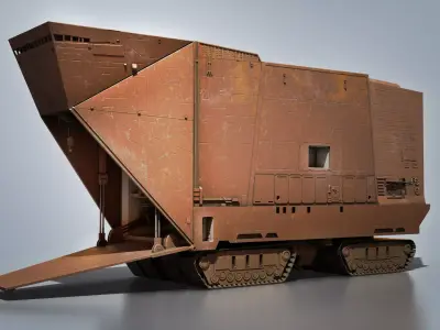 Sandcrawler old rusty vehicle Low-poly 3D model