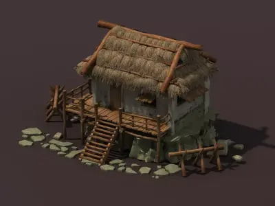 thatched cottage countryside Residential Building   Ancient  3D model