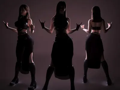 Sexy woman in cool postures 3D model