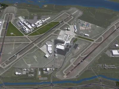 Little Rock Bill and Hillary Clinton - National Airport - LIT Low-poly 3D model