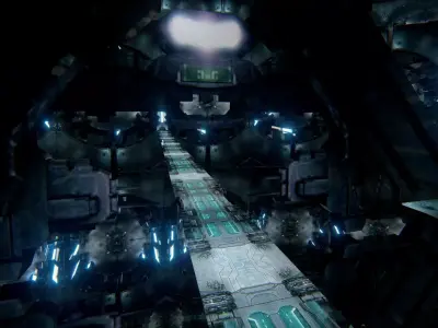 Futuristic Sci-Fi Corridor Environment Low-poly 3D model