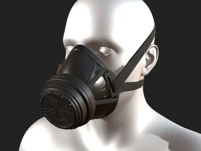 Gas mask protection futuristic technology armor develop  Low-poly 3D model
