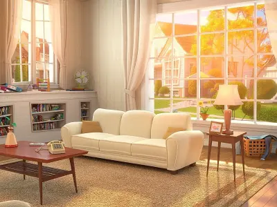 Cartoon Hall Living Room 3D model