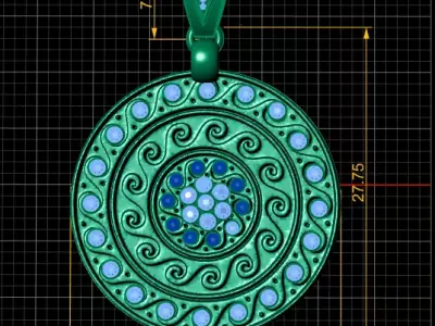  Rosette Pendant 3D print model