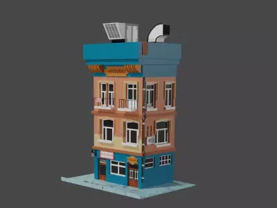 cartoon building 3D model