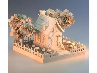 Cute Stylized House Low-poly 3D model