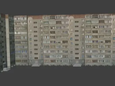russian soviet panel building Low-poly 3D model