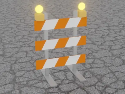Road Closed Barrier 2 Low-poly 3D model