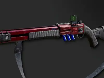 RA2539 Sci-Fi Double Barreled Shotgun Low-poly 3D model
