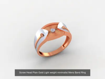 9 Screw Head Plain Gold Light weight minimalist Mens Band  3D Model Pack