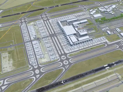 Berlin Brandenburg and Schonefeld Airport  Low-poly 3D model