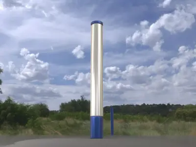 Street Light 10 Blue Low-Poly 180mm Low-poly 3D model