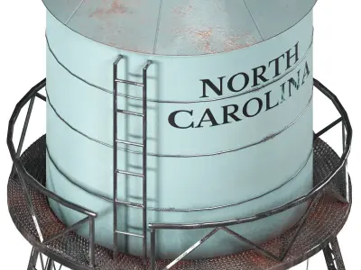 Water tower tank Low-poly 3D model