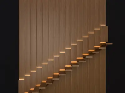 Staircase wooden with lighting 3D model