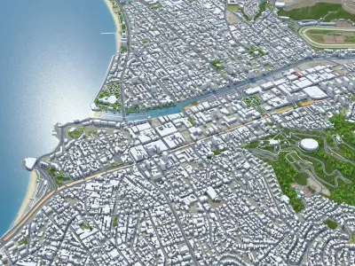Valparaiso Vina del Mar Chile 30km Low-poly 3D model