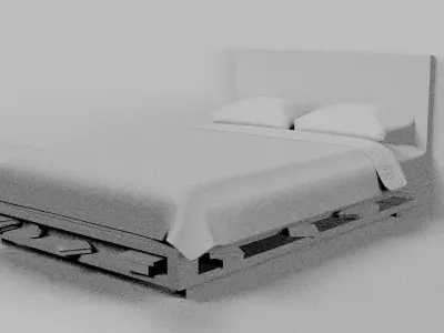 Low poly Bed Low-poly 3D model