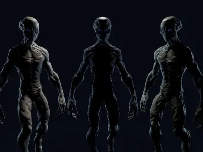 Alien v1  Animated and Game Ready Low-poly 3D model