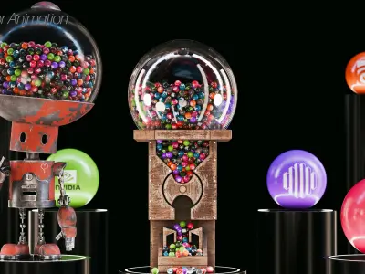 Robot with Rig for animation Low-poly 3D model