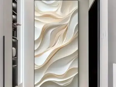  Modern wavey Relief Panel Wall Decor Set STL Mural CNC 357 3D model