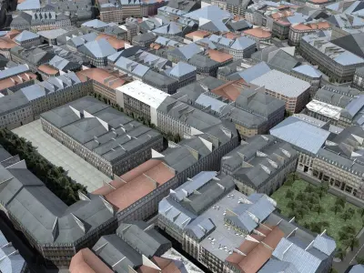 European Style City Low-poly 3D model