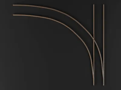 Tram Rails Element - Left Turn 3D model