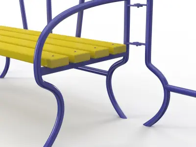 Fence with Bench for Playground 3D model