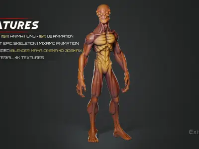 Alien Creature 01 - Stylized Monsters Animation UFO Enemy - 14 Low-poly 3D model