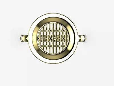 Industrial Mesh Circular Statement Ring - 14K Gold 3D print model