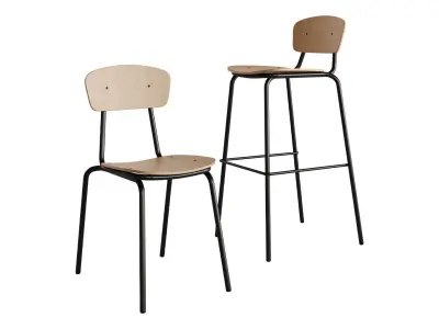 Simple Chair and Bar Stool by Mara 3D model