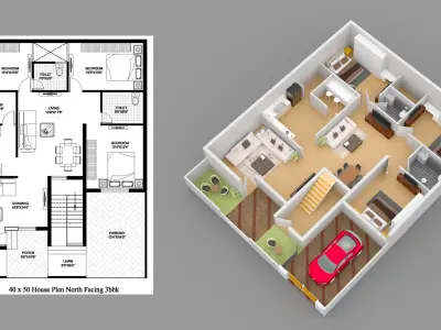 Perspective Inteior 3d view Low-poly 3D model