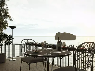 Frame Bungalow Cabin with Interior  Exterior Scene Low-poly 3D model