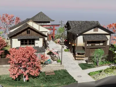 Japanese village 3D model
