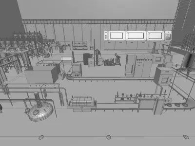 Factory production line 3D model