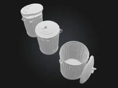 Trash Cans Trio  Urban Waste Management Set 3D model