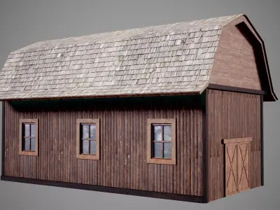 Western barn Low-poly 3D model