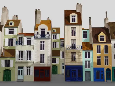Cartoon buildings Low-poly 3D model purchase