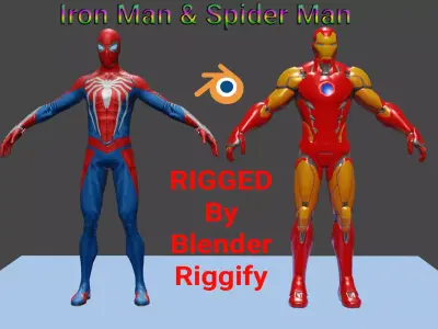 Iron Man and Spider Man Low-poly 3D model