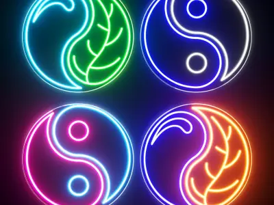 Yin And Yang Neon Sign 3D model