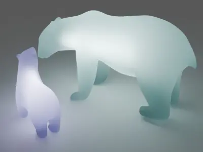 Indirect lighting of a polar bear parent and child 3D model
