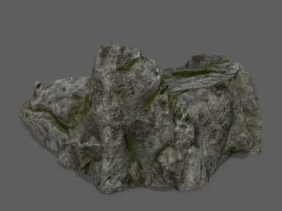 Ladder set of stairs on rock Low-poly 3D model