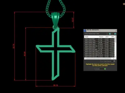 High Cross Pendant Light Gold 18K 4CP019 3D print model