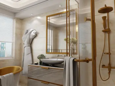 lavish modern bathroom 3D model