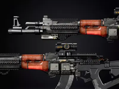 Futurist Sci-fi Gun Best Game Ready Low-poly 3D model