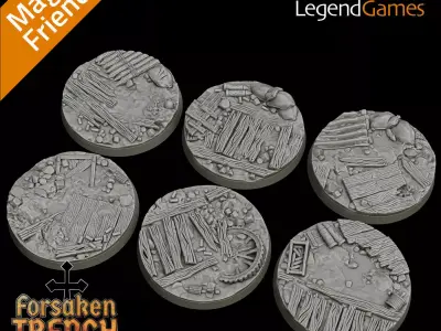 LegendGames 50mm round bases for Trench Crusade x6 Extra Detail 3D print model