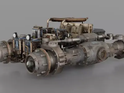 Dystopian Sci-Fi Junkyard Speeder 3D model