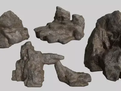 Rock Set Low-poly 3D model 30