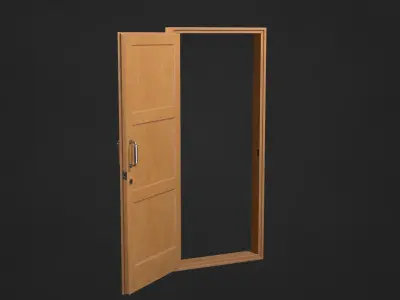 Wooden door Low-poly 3D model 8
