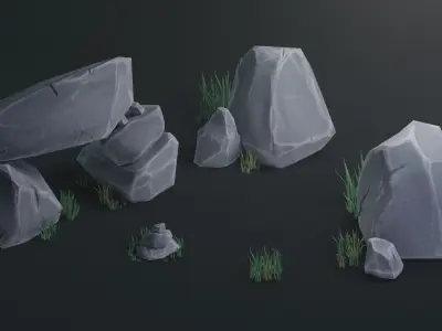 Set of 10 Stylized Rocks Low-poly 3D model